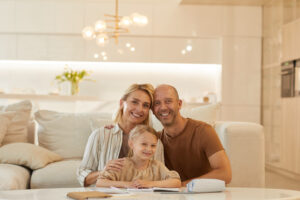 Happy Family at Home with lights