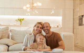 Happy Family at Home with lights